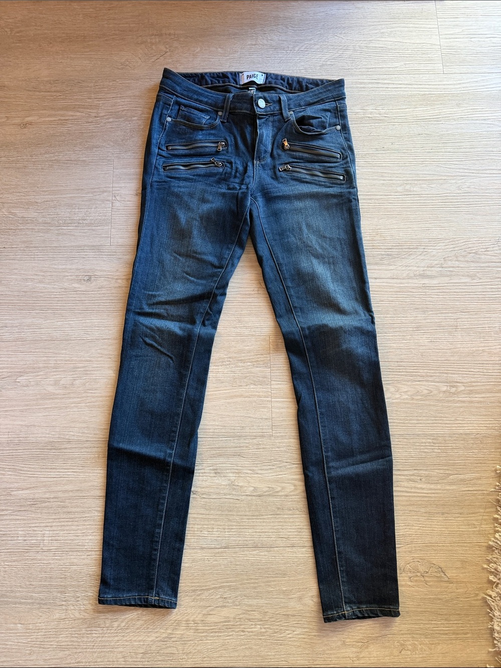 PAIGE Indigo Skinny Jeans with Front Zip Accents